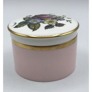 Royal‎ Worcester Bone China Trinket Box Soft Pink Base  gold trim #2781